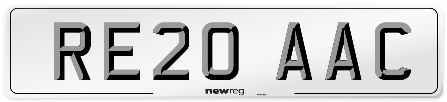 RE20 AAC Number Plate from New Reg